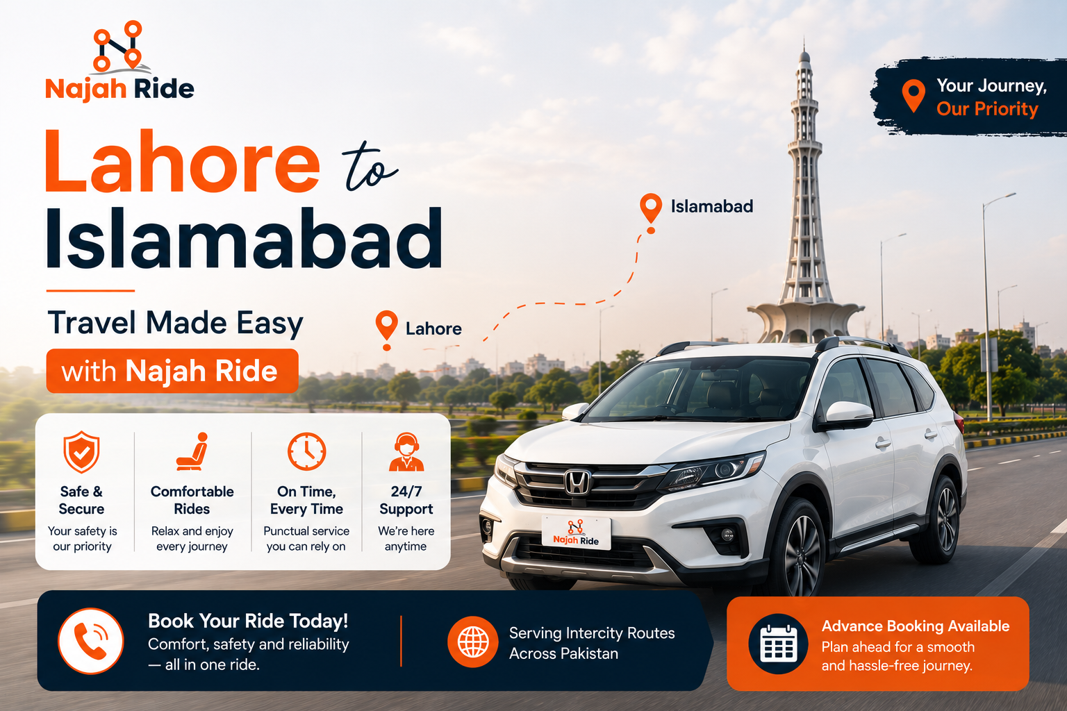Lahore to Islamabad Travel Made Easy with Najah Ride