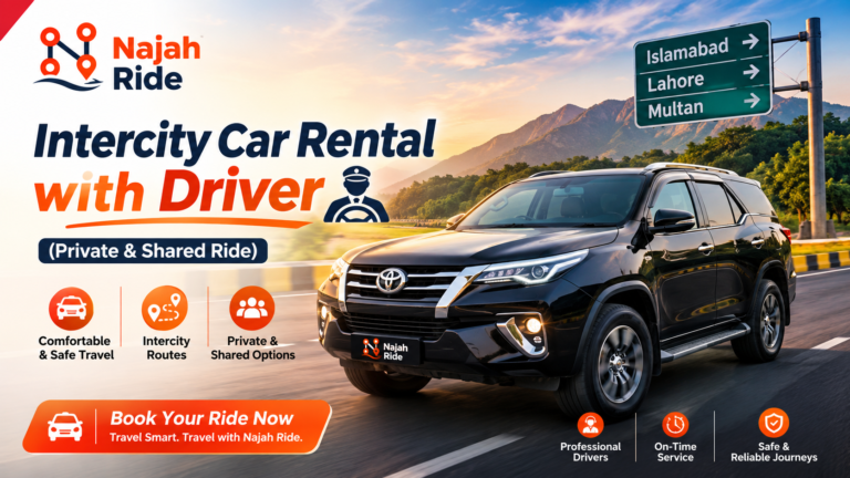 Intercity car rental with driver by Najah Ride